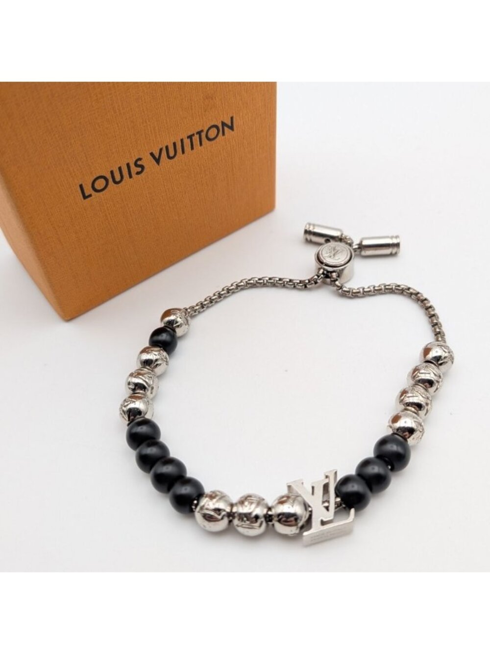 Louis Vuitton Bracelet Monogram Beads Silver